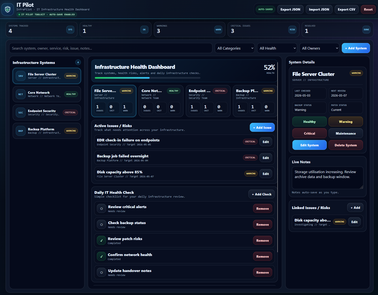 InfraPilot interface preview