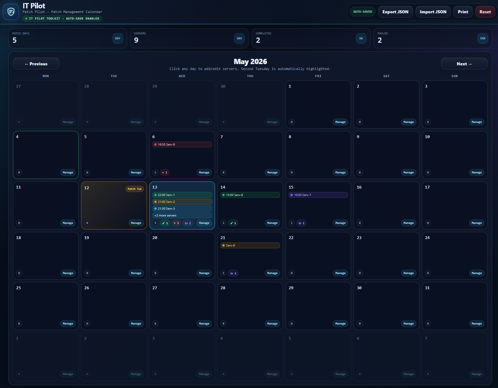 PatchPilot calendar preview